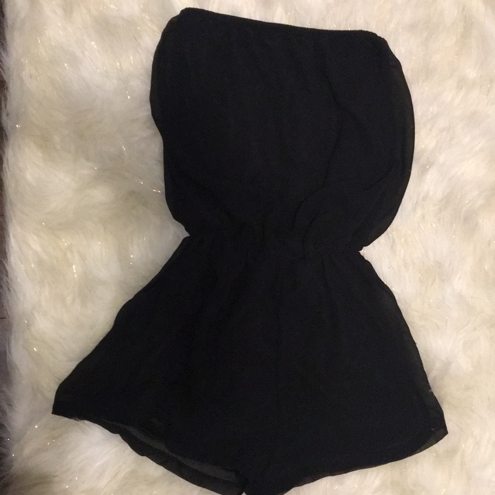 Strapless black romper